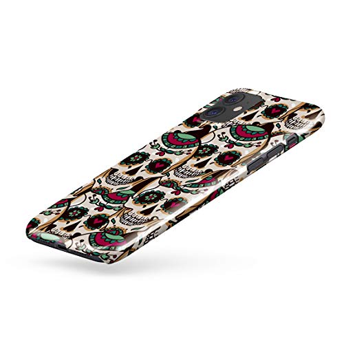 Sugar Candy Mexican Skull Ornaments Pattern Hard Thin Plastic Phone Case Cover For iPhone 11