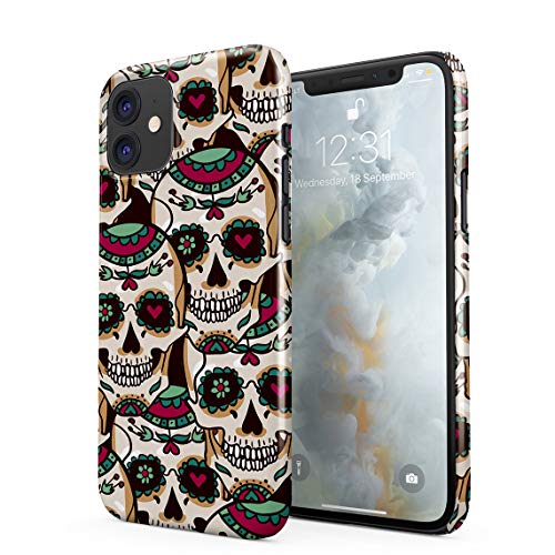 Sugar Candy Mexican Skull Ornaments Pattern Hard Thin Plastic Phone Case Cover For iPhone 11