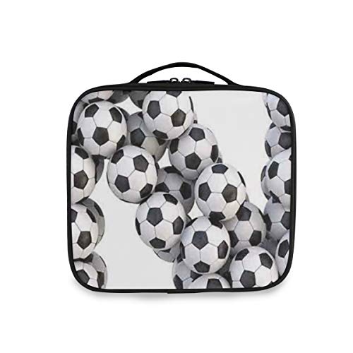 SUGARHE Motivos Hexágono Balones Fútbol Composición Alfabeto Ilustración Mayúscula,Neceser Maquillaje,Bolsa Cosméticos Organizador Brochas Maquillaje Estuches Portátil