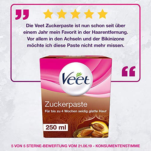 Sugaring - Pasta de azúcar para depilación para una piel notablemente lisa hasta 4 semanas de pasta de azúcar Veet 1 x 250 ml