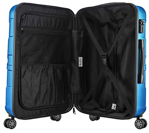 SUITLINE - Juego de 3 Maletas, Maleta de Viaje Trolley, Maletas de Carcasa Dura, TSA, (55 cm, 66 cm, 76 cm), 100% ABS, Mate, Azul Cian