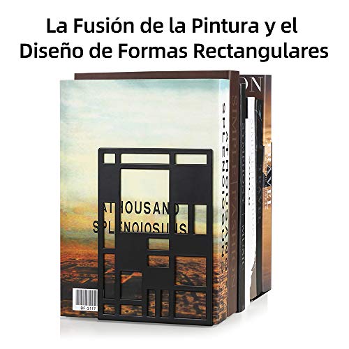 Sujeta Libros, Sujetalibros, Apoya Libros de Metal, Oficina Soporte Libros, Sujetalibros Estanteria, Sujetalibros Infantil Escritorio, Oficina, Decoración del Hogar, Estudiantes Regalo, Negro, 2 Pares