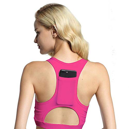 Sujetador Deportivo Mujer Sujetador Deportivo para Mujer con Bolsillo para Teléfono Estampado Yoga Top Fitness Running Wear Haut Femme Acolchado Sujetadores De Gimnasio Top Inalámbrico XL Nb-003