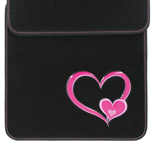 SUMEX PLUSHG2 Alfombra para Coche Universal de Moqueta, de Color Negra, Antideslizante y con Dibujo de Corazones en Relieve