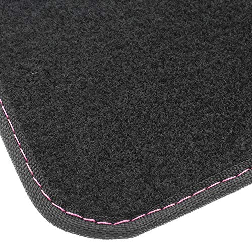 SUMEX PLUSHG2 Alfombra para Coche Universal de Moqueta, de Color Negra, Antideslizante y con Dibujo de Corazones en Relieve