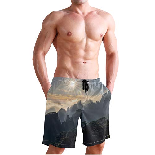 Sun Cliff Fogón Horizon - Bañador corto de secado rápido para hombre con forro de malla Sx001 L