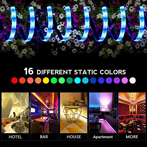 Sunboia Tira LED Strip Batería Tiras LED 2M 5050 RGB Luz Tira con Mini- Controller LED Cinta Luminosa Impermeable IP65 para Fiestas Cumpleaños Bar Cocina (2 Piezas)