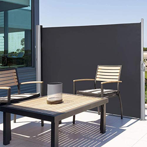 SUNDUXY Pantalla de Toldo Lateral Retráctil toldo Parasol Cortaviento Impermeable Mampara de Privacidad para Exterior Plegable para Jardín, Terraza y Balcón 160x300cm