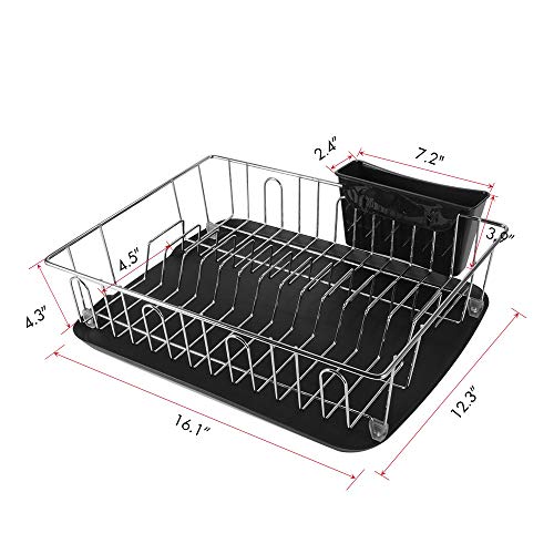 Sunix Escurridor de Platos de Acero Inoxidable, Escurridor De Cubiertos, Escurreplatos con Bandeja de Goteo Extraíble, Platos Organizadores De Cocin, Soportes para Platos - 41 x 31 x 11cm