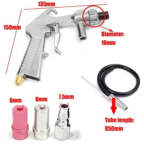 SUNJULY 7 PCS Piezas Kit de Pistola de Chorro de Arena con Aire Abrasivo para el Procesamiento de Pulido de Superficies de Vidrio de Arena