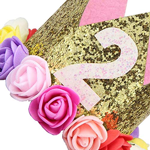 Sunlera Partido de la Flor de la niña del cumpleaños del Muchacho Cap Diadema 1/2 1 2 3 Año Número recién Nacido Sombrero del cumpleaños