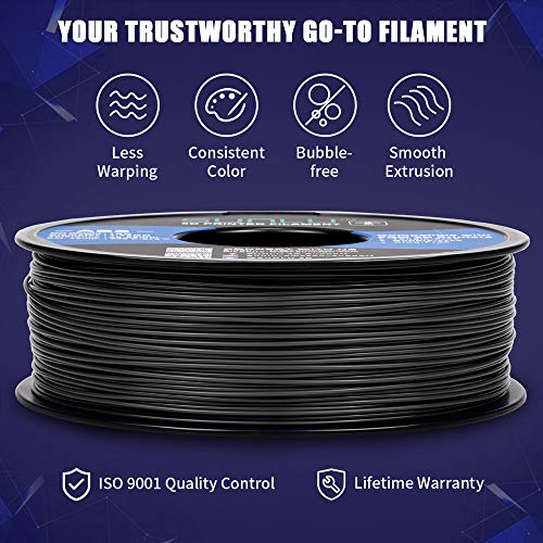 SUNLU ABS Filament 1.75mm for FDM 3D Printer, 1KG(2.2LBS) ABS 3D Filament Accuracy +/- 0.02 mm, Black