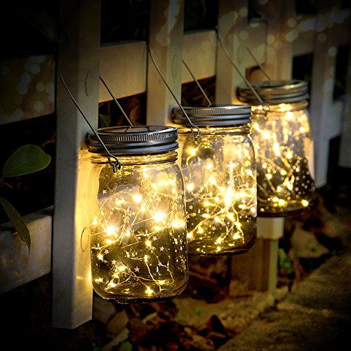 SUNNOW Luz Solar Jardín - Juego de 3 Lámparas Solares, 30 Luces LED de Hadas, Luces De Jardin Solares, Impermeable Interiores/Exteriores Decoración Lámpara Para Navidad