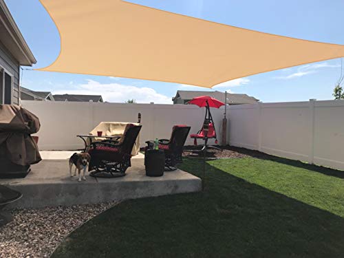 SUNNY GUARD Toldo Vela de Sombra Rectangular 3x4m Impermeable a Prueba de Viento protección UV para Patio, Exteriores, Jardín, Color Arena