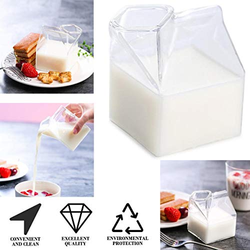 Sunnyflowk Glass Milk Glass Cups Creative American Cartones de Leche Novedad Milk Coffee Juice Cup Crystal Breakfast Contenedor Box Can Microondas