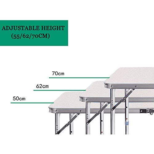 Sunreal Mesa de Camping Plegable de 122 cm, Altura Ajustable, Ultraligera, Durable, para jardín, Fiesta, Barbacoa, Trabajo o Trabajo en casa, Mesa Plegable con taburetes, Interior y Exterior