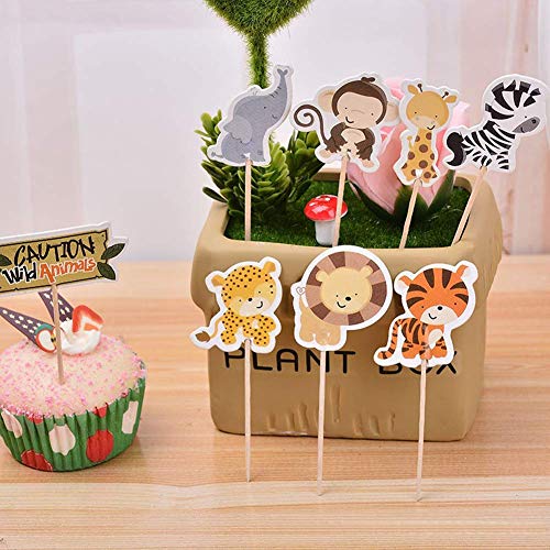 Sunshine smile Cupcake Topper Set,Adorno de Pastel de Bebe,Animal Cupcake Toppers,Cupcake Toppers Picks para niños cumpleaños,Animal Tema Party Decorations (24 Piezas)