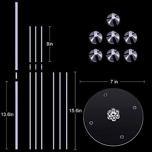 Sunshine smile Kit de Soporte de Globo Transparente,Plástico Soporte de Globos,Soporte de Globos para Mesa,Palos para Globos con Base,Juego de Soporte Palos de Globos