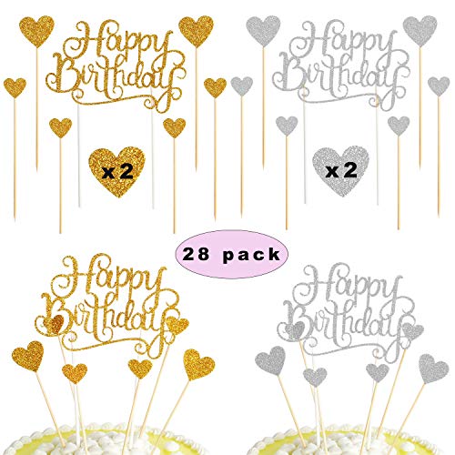 Sunshine smile Topper Feliz cumpleaños,Happy Birthday Decoraciones para Tarta,Happy Birthday Cake Topper,Cake Topper Estrellas,Topper de Pastel de cumpleaños(28 Piezas)