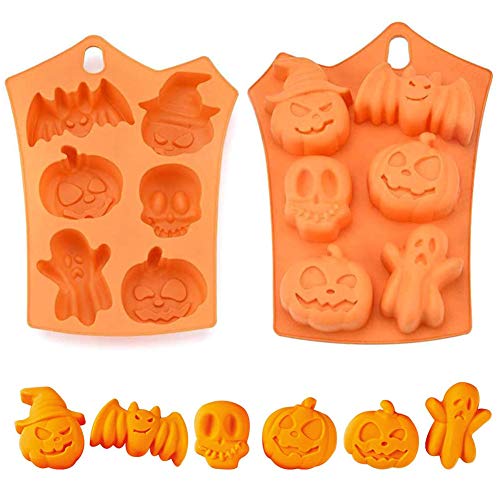 SUNSK Halloween Silicona Molde Calabaza Murciélago Molde de Silicona para Jabón Chocolate Pastel Pan Galletas Molde DIY para Hornear del Festival de Fantasmas Molde