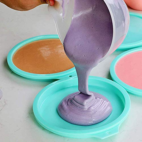 SUNSK Molde de Silicona para Tartas Moldes Redondos 6 Pulgadas Antiadherente Quiche Molde Silicone Cake Molds para Hornear Pasteles y Repostería 4 piezas (Rosado)