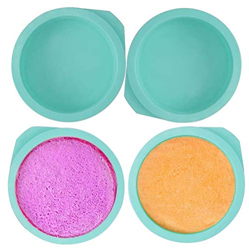 SUNSK Molde de Silicona para Tartas Moldes Redondos 6 Pulgadas Antiadherente Quiche Molde Silicone Cake Molds para Hornear Pasteles y Repostería 4 Piezas (Verde)