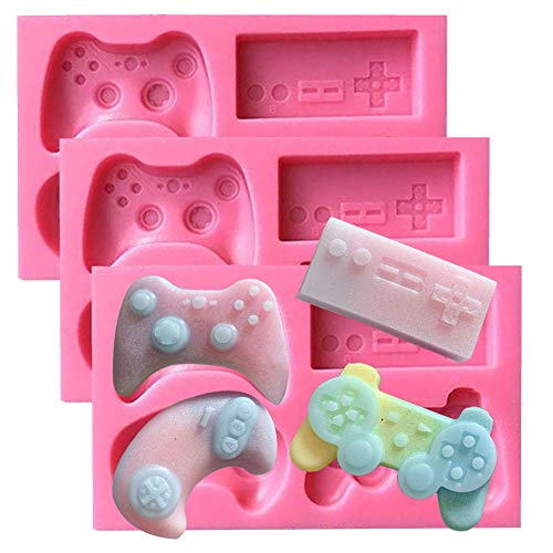 SUNSK Moldes de Pastel de Silicona Fondant 3D Controlador De Juego Molde para Hornear Tartas Dulces Chocolate Jabón Moldes 3 Piezas