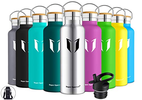 Super Sparrow Botella de Agua aislada al vacío de Acero Inoxidable, diseño de Pared Doble, Boca estándar - 500ml - Eco Friendly & BPA Gratis - para Correr, Gimnasio, Yoga, Ciclismo