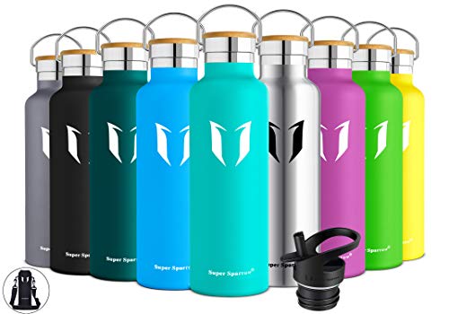 Super Sparrow Botella de Agua aislada al vacío de Acero Inoxidable, diseño de Pared Doble, Boca estándar - 750ml - Eco Friendly & BPA Gratis - para Correr, Gimnasio, Yoga, Ciclismo