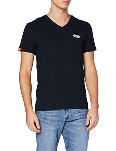 Superdry O L Vintage Emb S/s Vee tee Camiseta de Tirantes, Azul (Eclipse Navy 98T), M para Hombre