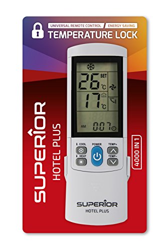 Superior Electronics SUPCU004 Hotel Plus - Mando a Distancia Universal para climatizadores, 4000 códigos, Ahorro de energía/Bloqueo de Temperatura