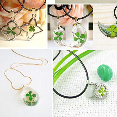 SUPVOX 24 piezas artesanales flores secas verde trébol de la suerte para diy caja del teléfono de resina arte artesanía para collar pendientes pulsera fabricación de joyas