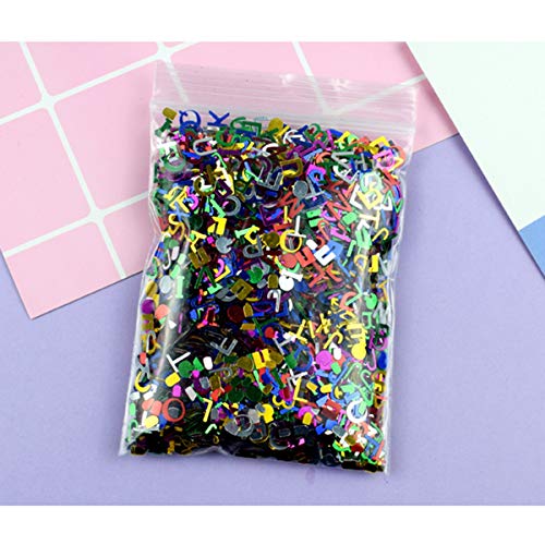 SUPVOX 90g / Pack Mezclado Lindo Alfabeto Decorativo Pegatinas Lentejuelas Carta Paillette artesanías Hechas a Mano DIY Scrapbooking Accesorios - 8 mm