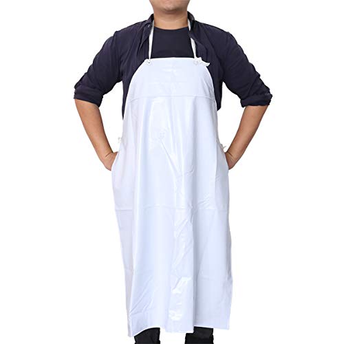 SUPVOX Delantal Unisex Impermeable Prueba de Agua Delantal para Carniceros Cocina Laboratorio Lavavajillas (Blanco)