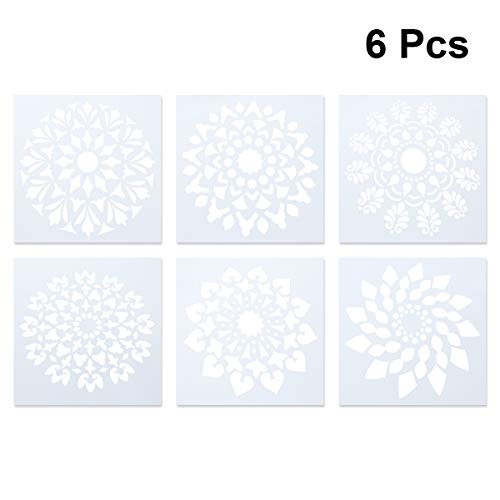 SUPVOX Mandala Painting Drawing Pad Reutilizable Hollow out Stencils Set para principiantes Style D 6PCS