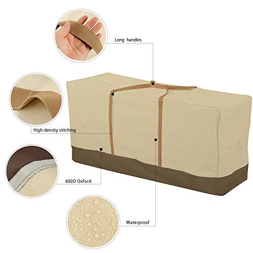 SurfMall 600D Bolsa de Almacenamiento de Muebles de jardín Impermeable para cojín, Tela Oxford con Cremallera a Prueba de Herrumbre, Organizadores con Asas Resistentes (152x71x51 cm)