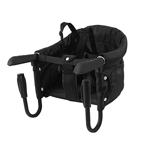 Surplex Trona Portátil Bebé, Sillita Ajustable A La Mesa Mesa Asiento de mesa para bebé, Fast - Trona con Cinturón de Seguridad, plegable Trona de Viaje Arnés de 7 puntos(6-36 meses), Negro