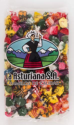 Surtido Caribe La Asturiana - Clásico surtido de caramelos duros de diversos sabores (piña, mora, miel...), envoltorio un lazo, bolsas de 1 kilo, sin gluten