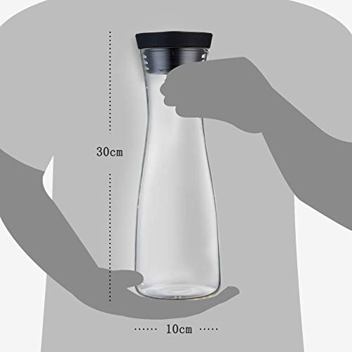 susteas Jarra de Agua de Vidrio 1,2 litros, Jarra de borosilicato con Tapa de Acero Inoxidable, Jarra para Bebidas caseras