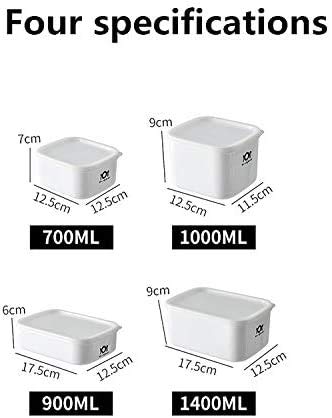 SutMsh Fiambreras de Plástico,Set de 4 Conservadores Herméticos de Plástico de 0.7L, 0.9L, 1L, 1.4L,Sin BPA,Higiénico, No Retiene Olores,Portátil,Blanco,Aplicable a Refrigerador, Microondas