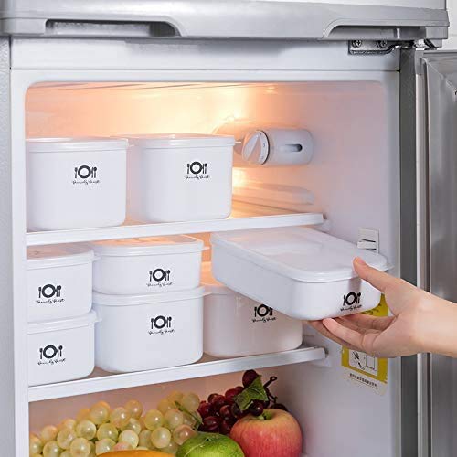 SutMsh Fiambreras de Plástico,Set de 4 Conservadores Herméticos de Plástico de 0.7L, 0.9L, 1L, 1.4L,Sin BPA,Higiénico, No Retiene Olores,Portátil,Blanco,Aplicable a Refrigerador, Microondas