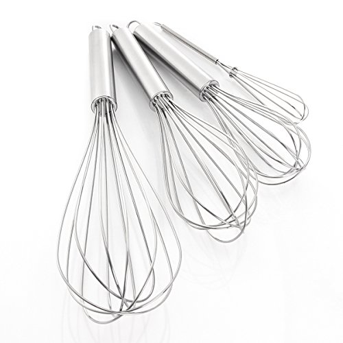 SveBake 4 Batidor Set - Varilla para Batir Manual de Acero Inoxidable, Balloon Whisk Batidora, 18,5 cm + 21 cm + 27 cm + 30 cm