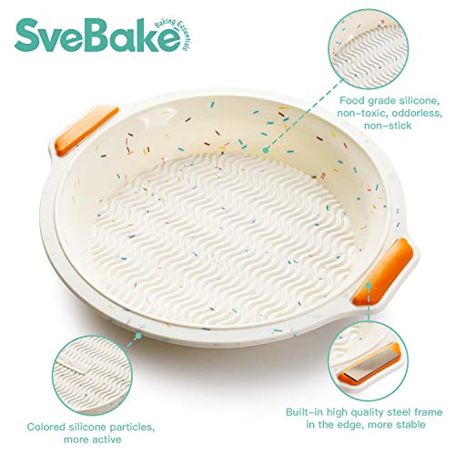 SveBake - Molde redondo de silicona (26 cm de diámetro), antiadherente, para quiche y pastel de frutas, flexible, para tartas, color beige