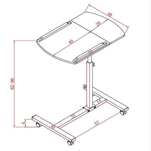 SVHK Soporte móvil for escritorio, altura de la estación de trabajo del ordenador ajustable con ruedas, Cuaderno de escritura estación de trabajo portátil de la tabla de ruedas Sala de Estudio Habitac