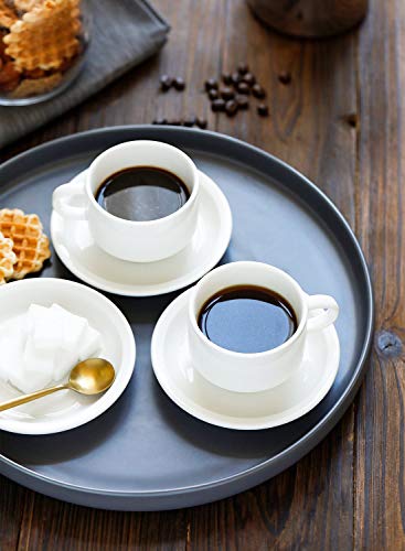 Sweese - Tazas de porcelana para espresso con platillos 120ml-blanco