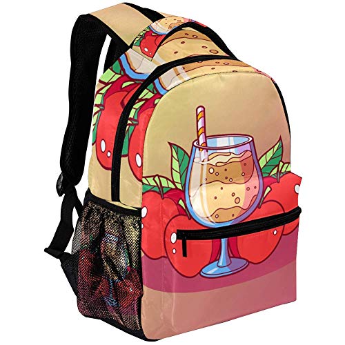 Sweet Fruits Sidra Slush Mochila para estudiantes de escuela primaria y media bolsa de libro al aire libre viaje senderismo paquete tendencia casual gran capacidad para niñas niños