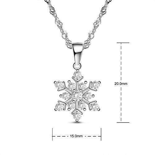 Sweetiee collares mujer collares de 925 plata de ley , con Micro Pave AAA Zircon colgante de copo de nieve, plata, 450mm