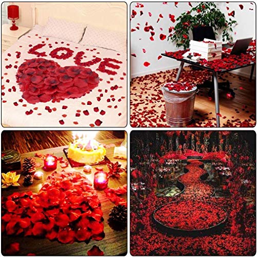 Sweetone 3000 Piezas de pétalos de Rosa de Seda Artificial Rojos para el día de San Valentín, proponer, Flores de Boda, Confeti, dispersión de Mesa