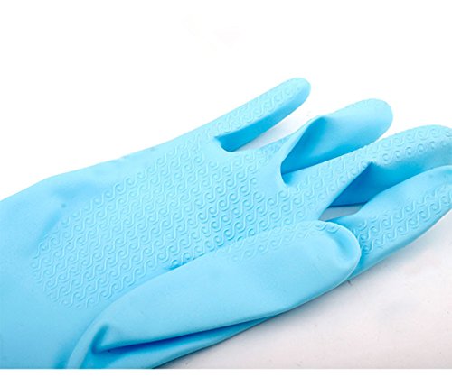 SWIHELP [1 par] Guantes de Látex Hogar, lavandería lavar platos de caucho guantes de limpieza Para el uso de jardinería de limpieza de la cocina en el hogar.[azul]