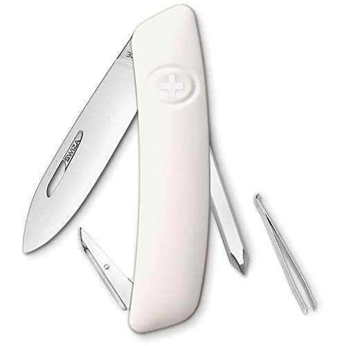 Swiza Schweizer Messer D02 weiß Gesamtlänge: 16.7cm Cuchillo, Unisex Adulto, Blanco, 75 mm